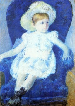 Elsie in einem blauen Stuhl Mütter Kinder Mary Cassatt Ölgemälde